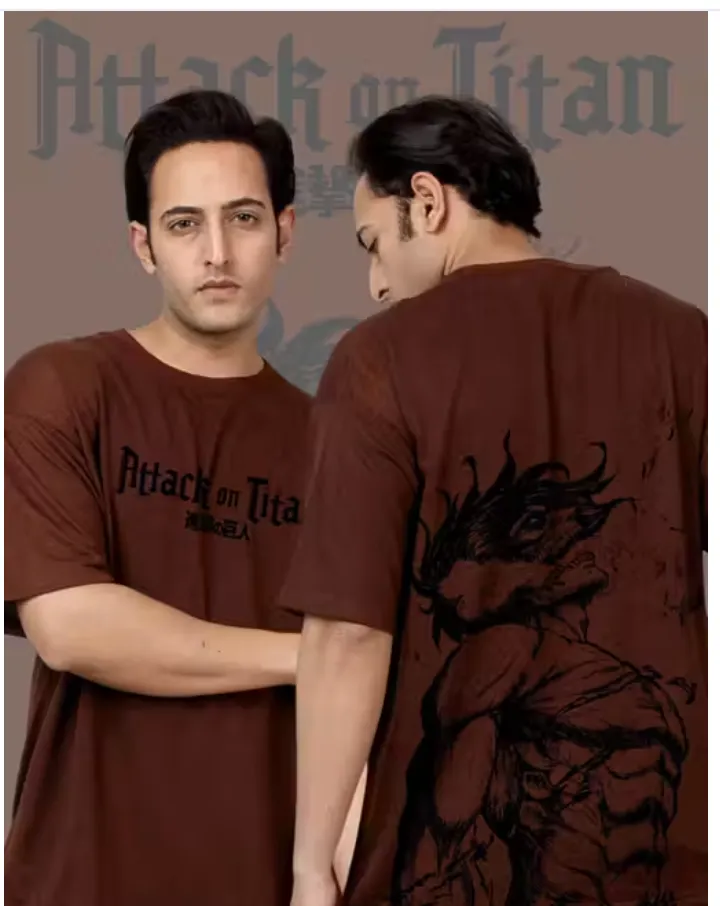 Titan Force Anime Oversized T-Shirt (wine, large)