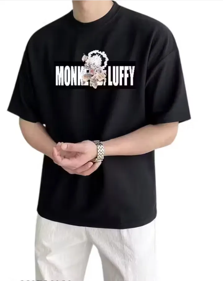 Monkey D Luffy Anime Oversized Black T-Shirt for Men