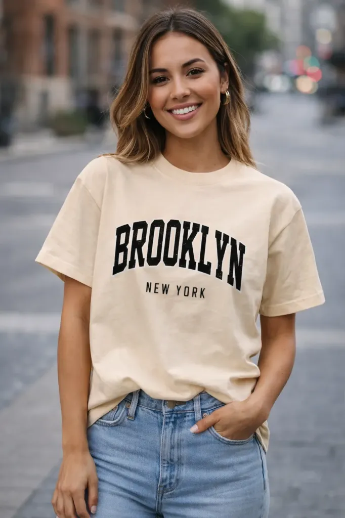 Brooklyn New York Classic Beige Streetwear T-Shirt