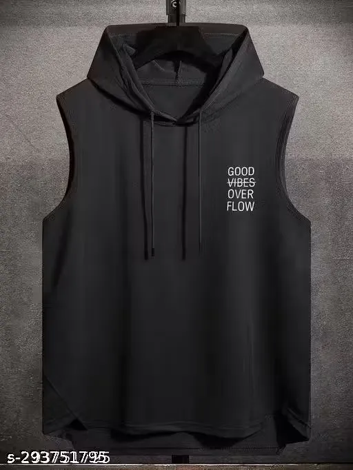 Urban Flow Sleeveless Hoodie (Black, small)