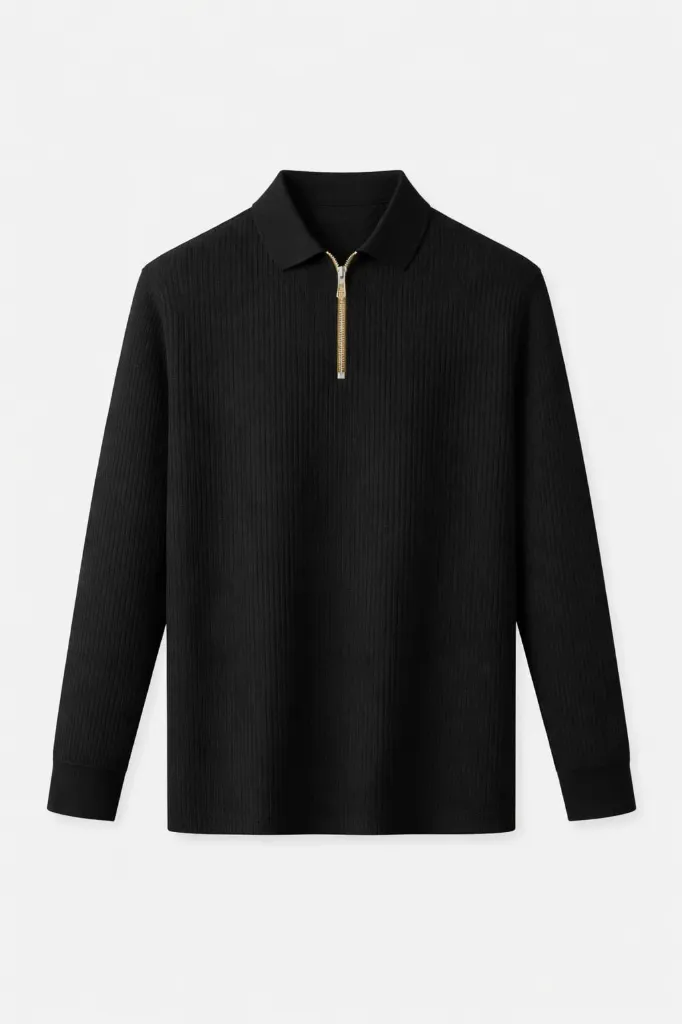 Luxe Zip Polo (small, Black)
