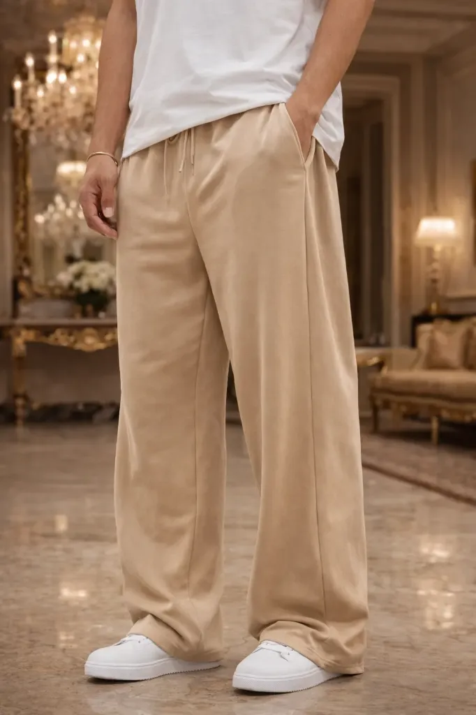 YaKcOrE LuxeFlow Wide-Leg Lowers – Sand Beige (Black, small)