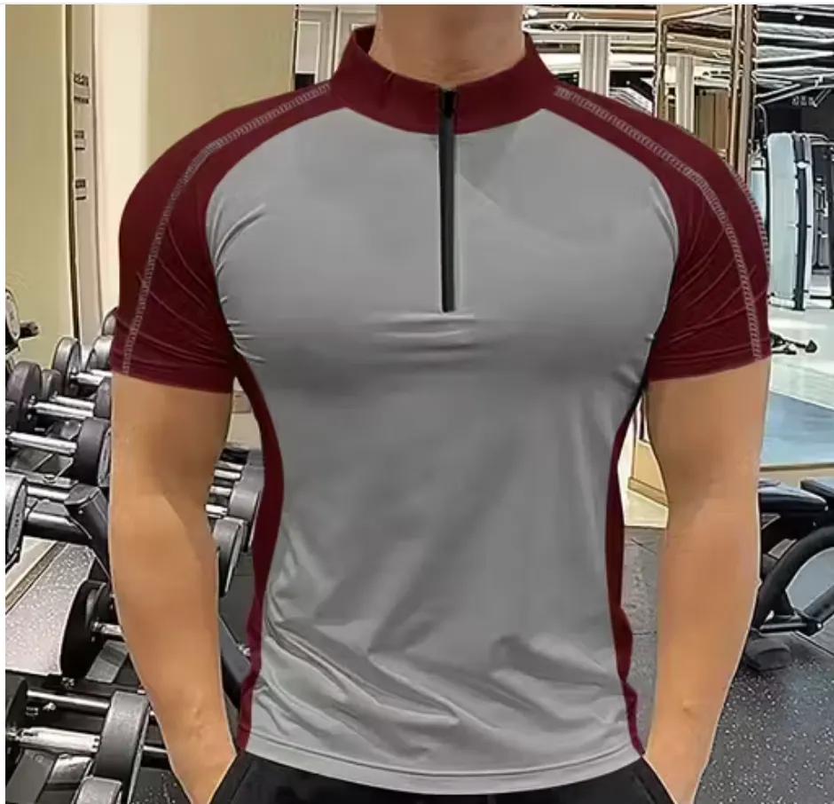 YaKcOrE TitanFlex Pro Zip Training T-Shirt (small, wine)